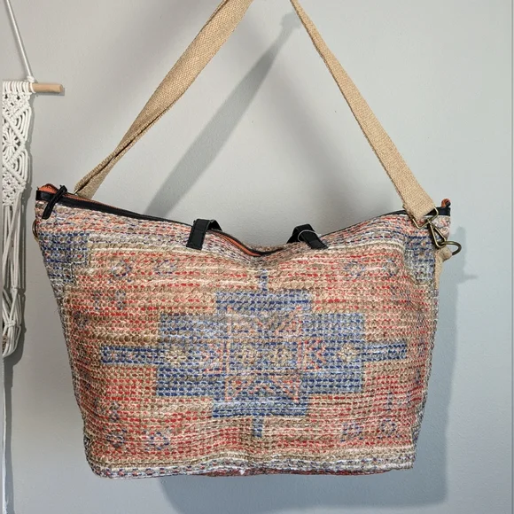 Free People Zoya Weave Weekender Oversized Tote Bag